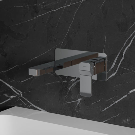 Omnires Built-in Mixer & Mouthpiece Set for Bathroom Sink Silver