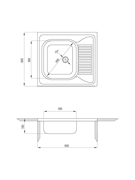 Deante Sink Steel 60x60 Cm Silver