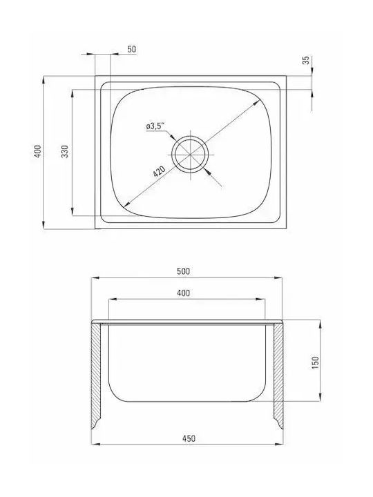Deante Ένθετος Νεροχύτης Inox Brushed με Μπαταρία Μ40xΠ50cm Ασημί