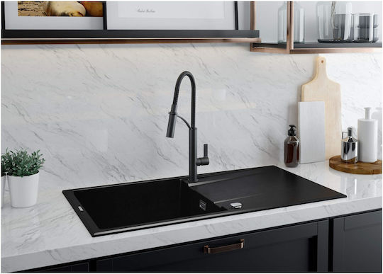 Deante Drop-In Küchenspüle aus Flüssigem Granit M100xP52cm Schwarz
