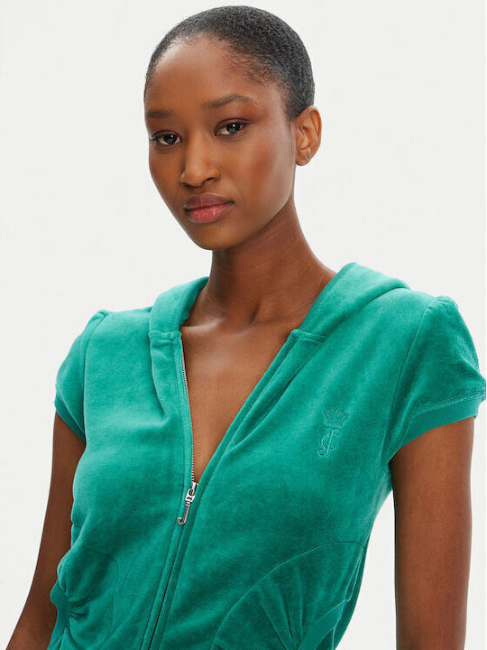 Short Women's Green Zip-Up Cardigan