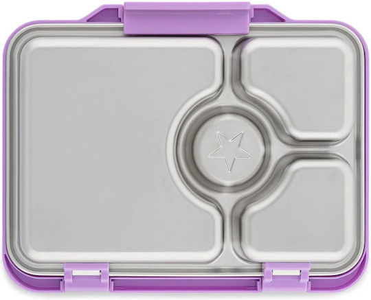 Yumbox Stainless Steel Bento Food Container Blue Glitter 4 Compartments