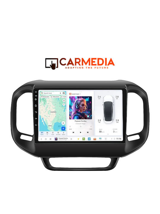 Carmedia Car Audio System for Fiat Toro 2017-2021 (Bluetooth/USB/WiFi/GPS/Apple-Carplay/Android-Auto) with Touch Screen 9"
