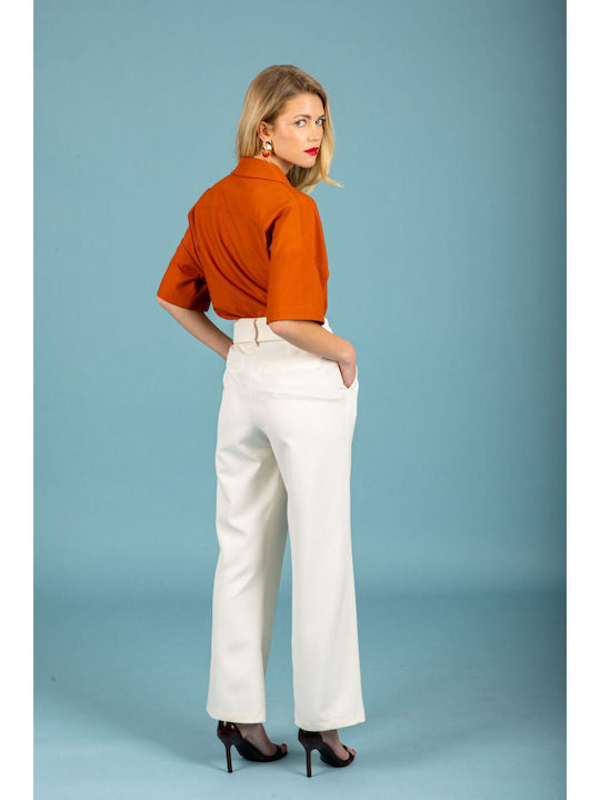 Kurzärmeliges Damenhemd Burnt Orange