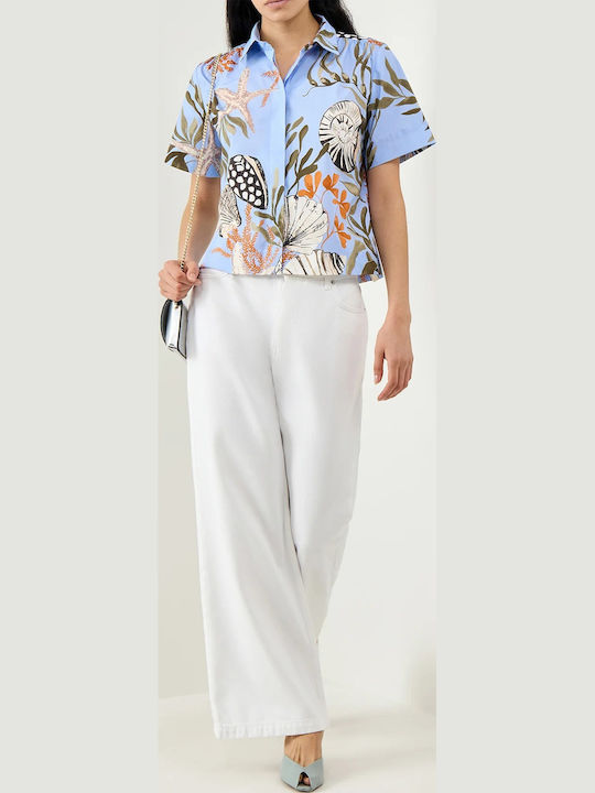 Short Sleeve Women's Shirt Light Blue