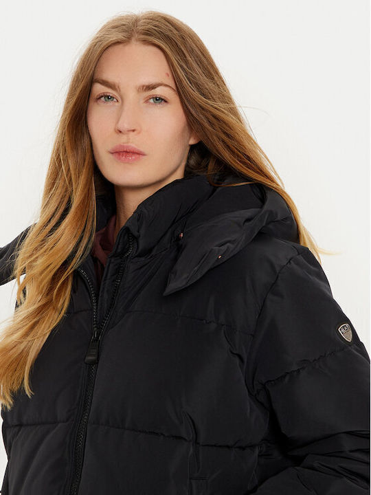 Jachetă Scurtă Dama Puffer Pentru Iarnă Neagră