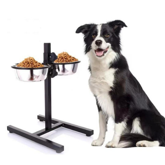 Animal Pet Metallic Food Bowl for Dog with Stand 2x 750ml