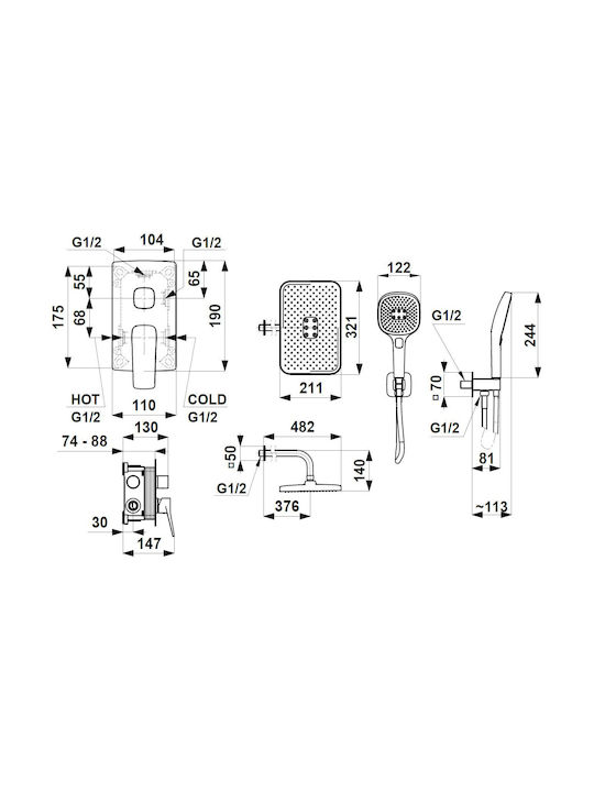 KFA Built-in Faucet Mixer for Shower Black 5907571452854