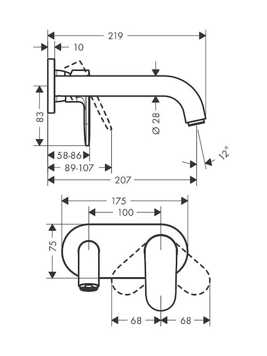 Hansgrohe Set Mixer & Gură Îngropată pentru Duș Argintiu