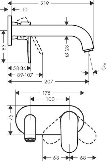 Hansgrohe Built-in Mixer & Spout Set for Shower Silver
