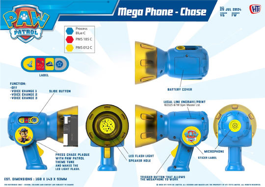 Paw Patrol Chase Megafon Pentru 2+ Ani 15.5 Cm