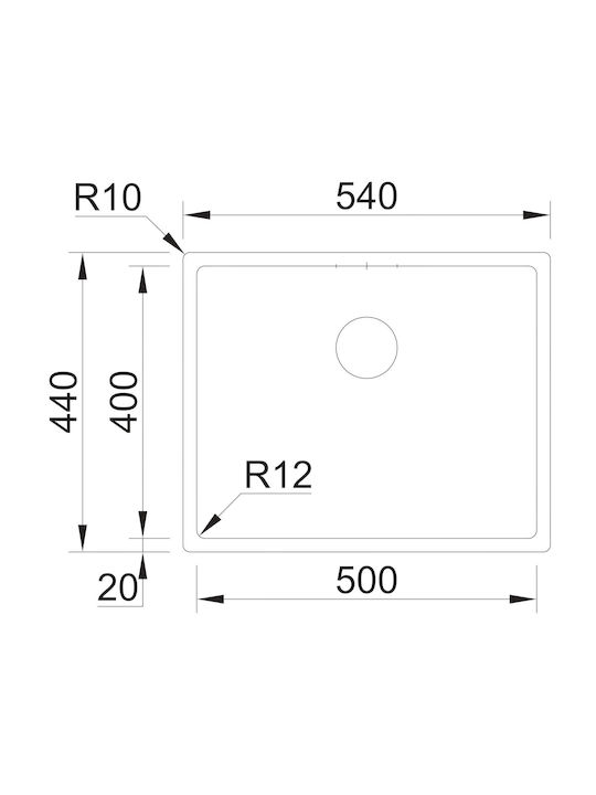 Globalo Undermount Kitchen Sink Inox L44xW54cm Gray