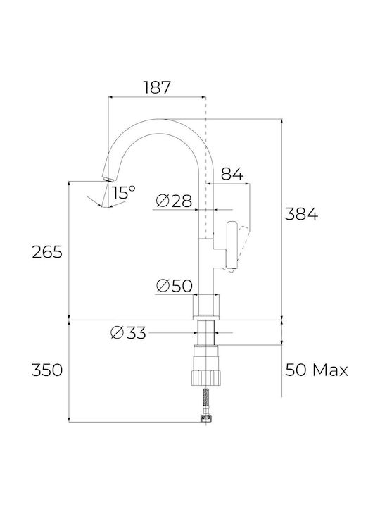 Teka Oval 915 Kitchen Faucet Counter Silver
