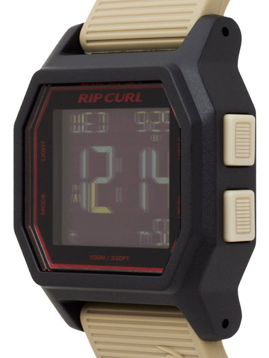 Rip Curl Ceas Digital De Bărbați Cu Baterie Și Curea Din Cauciuc Bej