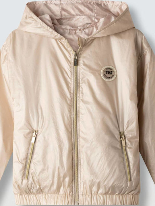 Kids Casual Windproof Jacket with Hood Beige