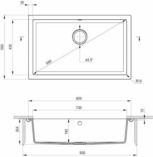 Deante Подплотова Кухненска Мивка от Течен Гранит 50x80 см Сива 5908212080870 Deante Подплотова Кухненска Мивка от Течен Гранит 50x80 см Сива 5908212080870