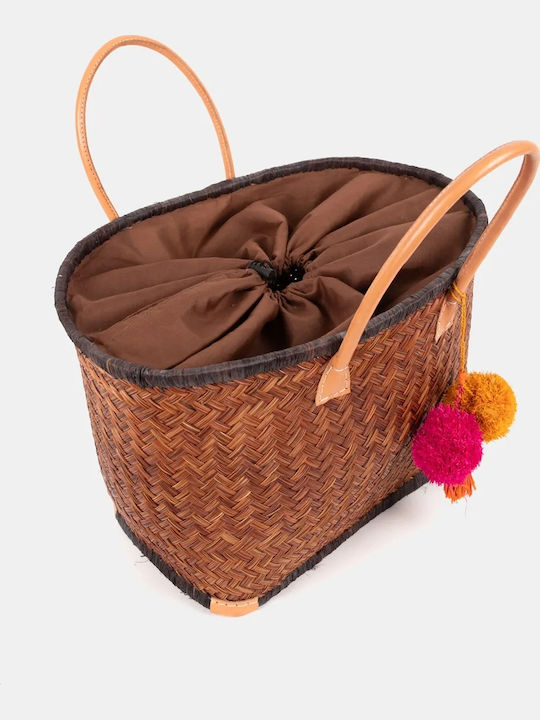 Rock Club Wicker Beach Bag Brown