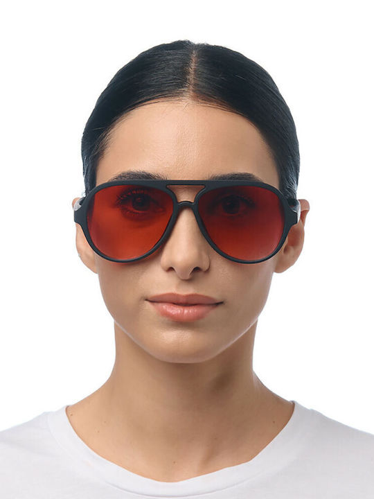 Okkia Alessio Unisex Γυαλιά Ηλίου με Μαύρο Σκελετό και Κόκκινο Φακό OK021BKRD