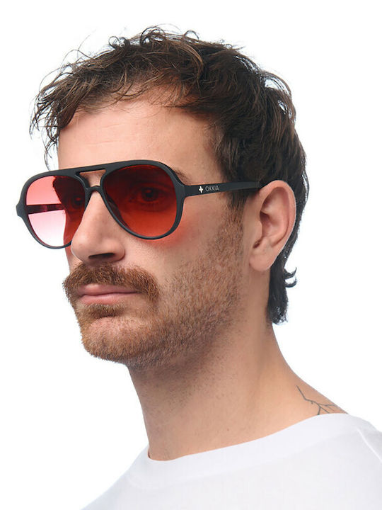Okkia Alessio Unisex Γυαλιά Ηλίου με Μαύρο Σκελετό και Κόκκινο Φακό OK021BKRD