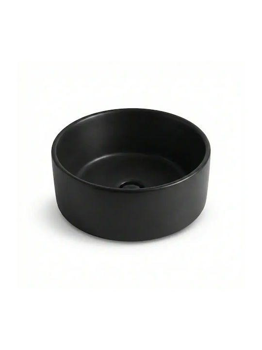 Tema Επικαθήμενος Νιπτήρας Πορσελάνης 40.5x40.5x15cm Black Matt