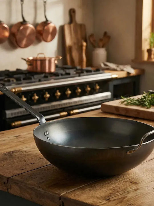 De Buyer Blue Carbon Steel Wok 32cm
