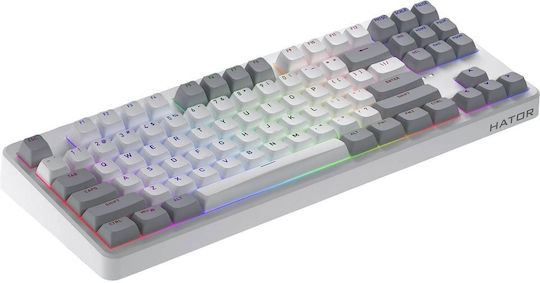 HATOR Rockfall 3 Wireless Gaming Mechanical Keyboard Tenkeyless with Hator Aurum Orange Switches and RGB Lighting English US White