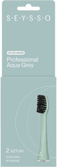 Original Replacement Brush Head Seysso Basic Color Toothbrush 2 Pcs Aqua Grey Reaches Hard-to-access Areas