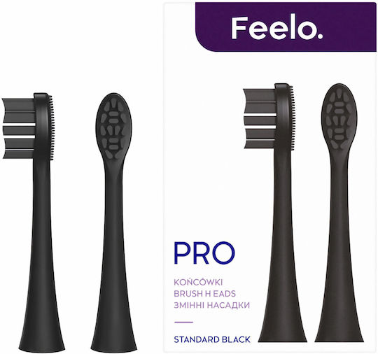 Original Replacement Head Feelo Pro Standard Sonic Toothbrush Black 2 Pcs Tongue Cleaning Bristles