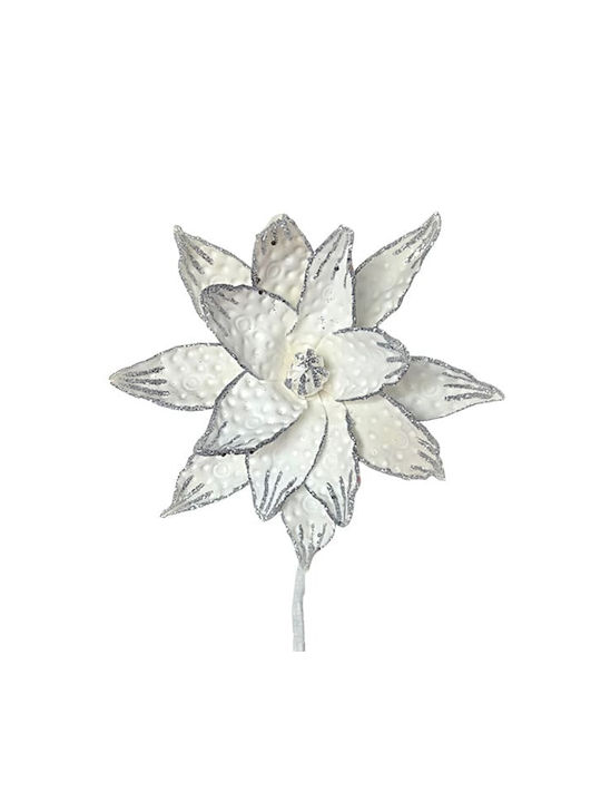 Art Et Lumiere White-Silver Glitter Flower