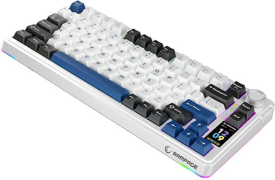 Rampage Quell Pro Ασύρματο Gaming Μηχανικό Πληκτρολόγιο 75% με RGB φωτισμό (Αγγλικό US) Λευκό