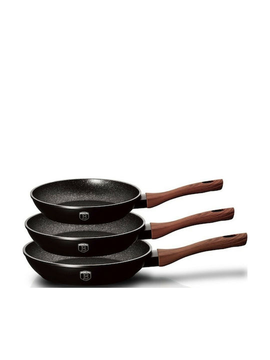 Berlinger Haus Ebony Rosewood Collection Pans Set of Aluminum with Stone Coating Ebony Rosewood 3pcs