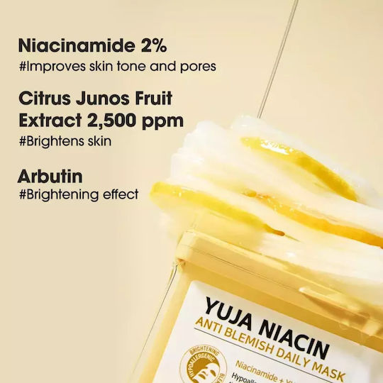 Some By Mi Yuja Niacin Anti Blemish Daily Brightening Sheet Mask Even Skin Tone Large Pack 30 Pcs