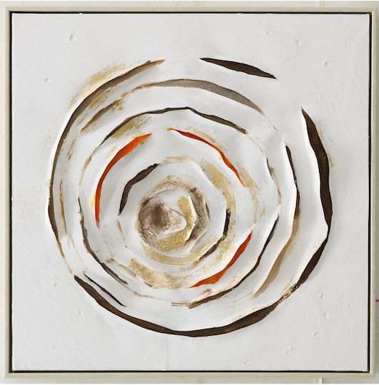 Gemälde Weiß Mehrfarbig Kratzrose 50x50 cm