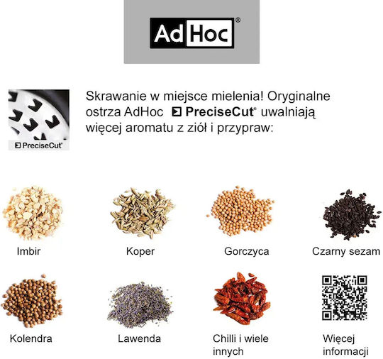 Ad Hoc Molto Set Manual Râșnițe Condimente Inox în Culoare Argintiu 9cm 1buc