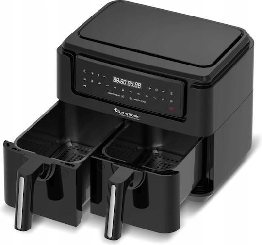 Turbotronic Heißluftfritteuse mit Wi-Fi & Doppel-Abnehmbarer Korb 7.6Es Schwarz AT-TT-AF1