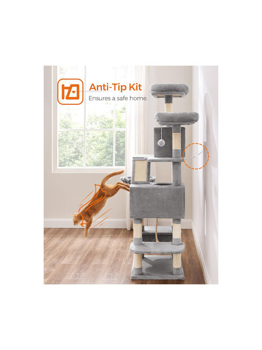 Feandrea Scratching Post Cat Trees Gray 5 levels 55x45x168cm