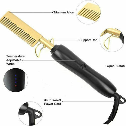Heated Ceramic Electric Brush for Hair and Beard Straightening 30W