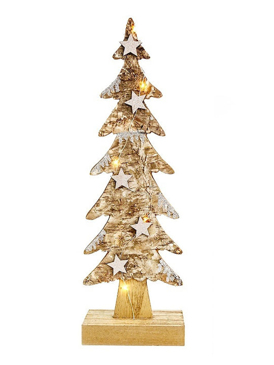 Holz Weihnachtsbaum Licht Kaffe Baum Groß 5 LED Lampen Batterie 2xAAA Thermo Weiß Ip20 13x7x40cm