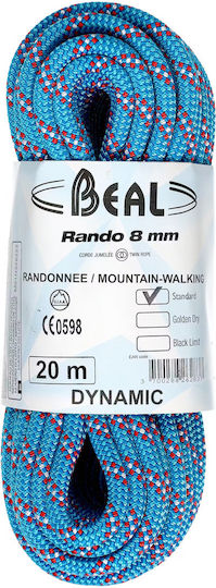 Beal Rando Standard Dynamic Climbing Rope with Length 20m Blue