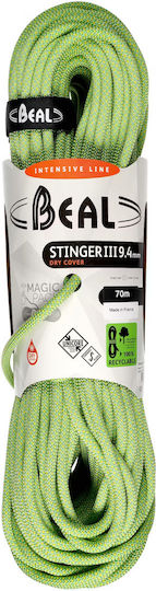 Beal Stinger 9.4mm Dry Cover 70m Anis Climbing Rope