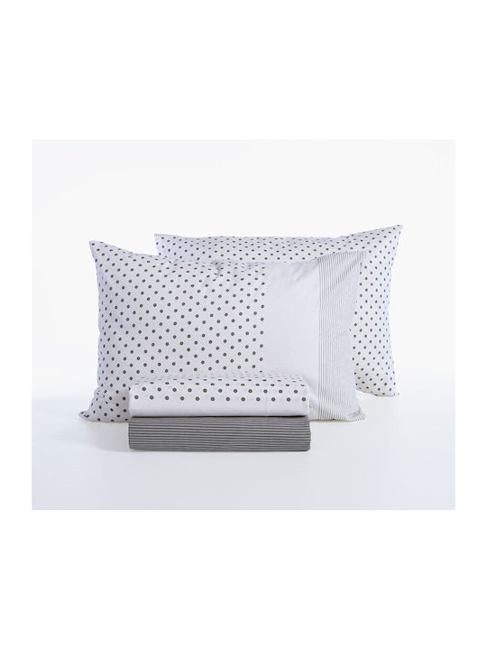 Nef-Nef Homeware Donter Bettlaken King Size mit Gummibettlaken 270x270+35cm Ecru 4 Stück