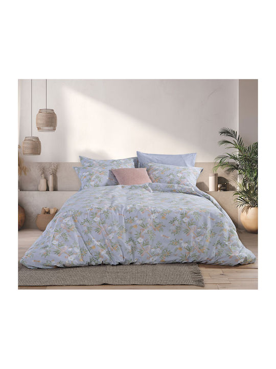 Nef-Nef Homeware Dreamel King Size Bed Sheets Set with Fitted Sheet 270x270+35cm Light Blue (4 Pieces)