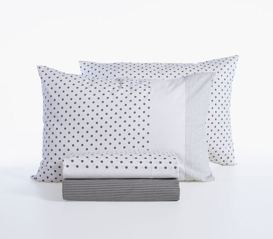 Nef-Nef Homeware Donter Super-Double Bed Sheets Set with Rubber Hugger 160x200+35cm Ecru (4 Pieces)