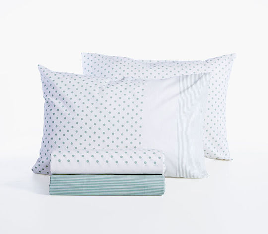 Nef-Nef Homeware Donter Super-Double Bed Sheets Set with Rubber Hugger 160x200+35cm Ecru (4 Pieces)