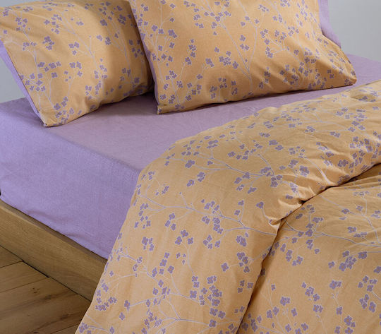 Nef-Nef Homeware Floriva Комплект Чаршафи King Size с Ластик 200x270см Коралов (4 броя)