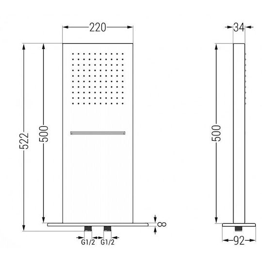 Mexen Duschkopf 22cm mit Verlängerungsarm