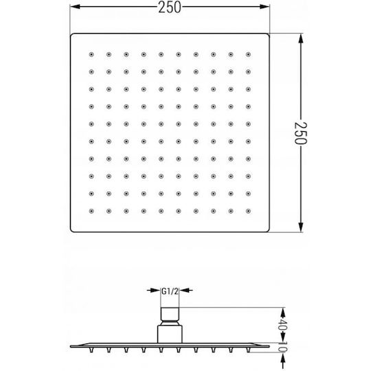 Mexen Showerhead 25cm with Extension Arm