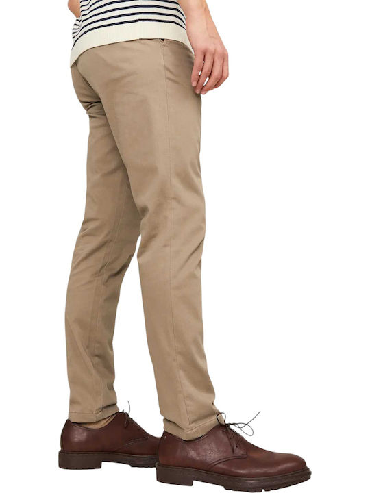 Chino Elastic Trousers in Slim Fit Beige