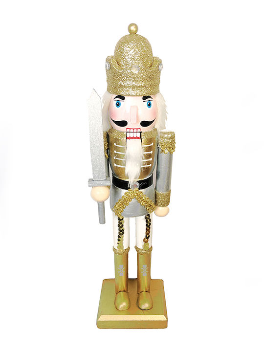 Aca Rege Nutcracker de Crăciun Lemn cu Sabie Înălțime 30cm.