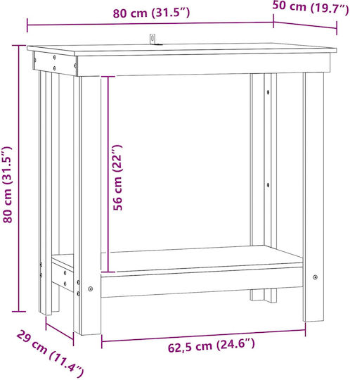 vidaXL Component Workbench 80x50x80cm 870298